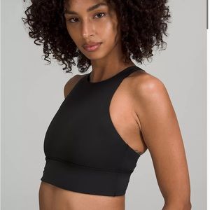 Lululemon black longline high neck energy bra crop top
